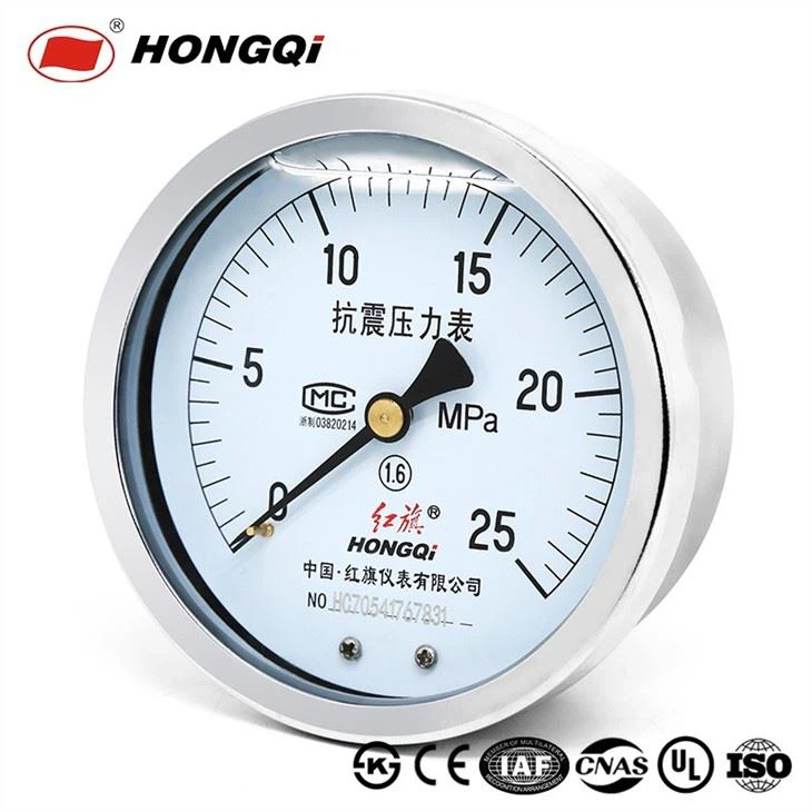 Hongqi 100mm Stainless Steel Manometer Glycerin Filled Pressure Gauge